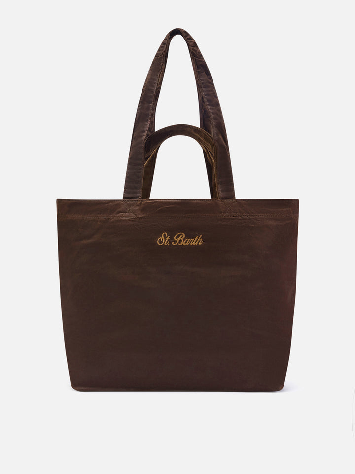 Bolso Brown Essential encerado tote con bordado del logotipo 