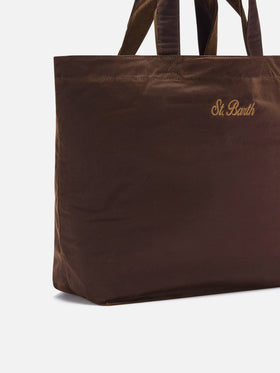 Sac tote Essential marron ciré avec broderie du logo 