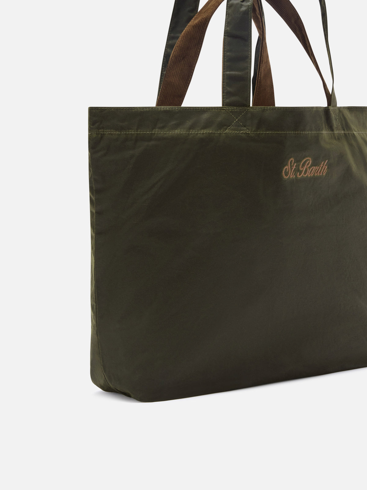 Sac Essential en tote ciré vert militaire avec logo brodé 