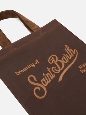 Bolso Brown Mini Essential de tote encerado con bordado del logo 