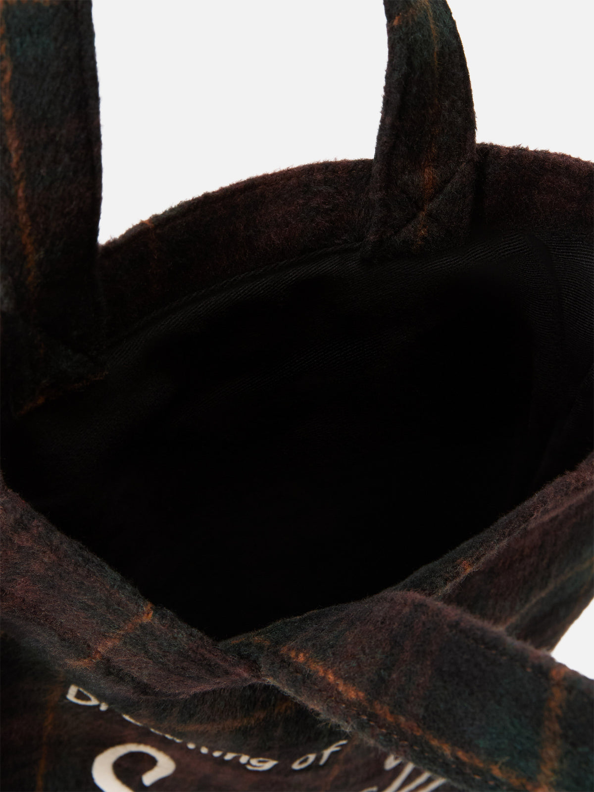 Mini Essential wool blend tote bag with tartan pattern