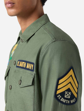 Esteban besticktes Overshirt in Militärgrün