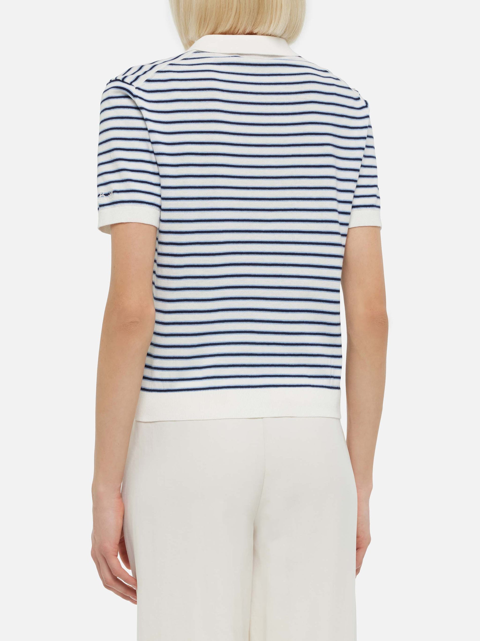 Blue striped knitted polo Evonne - MC2 Saint Barth