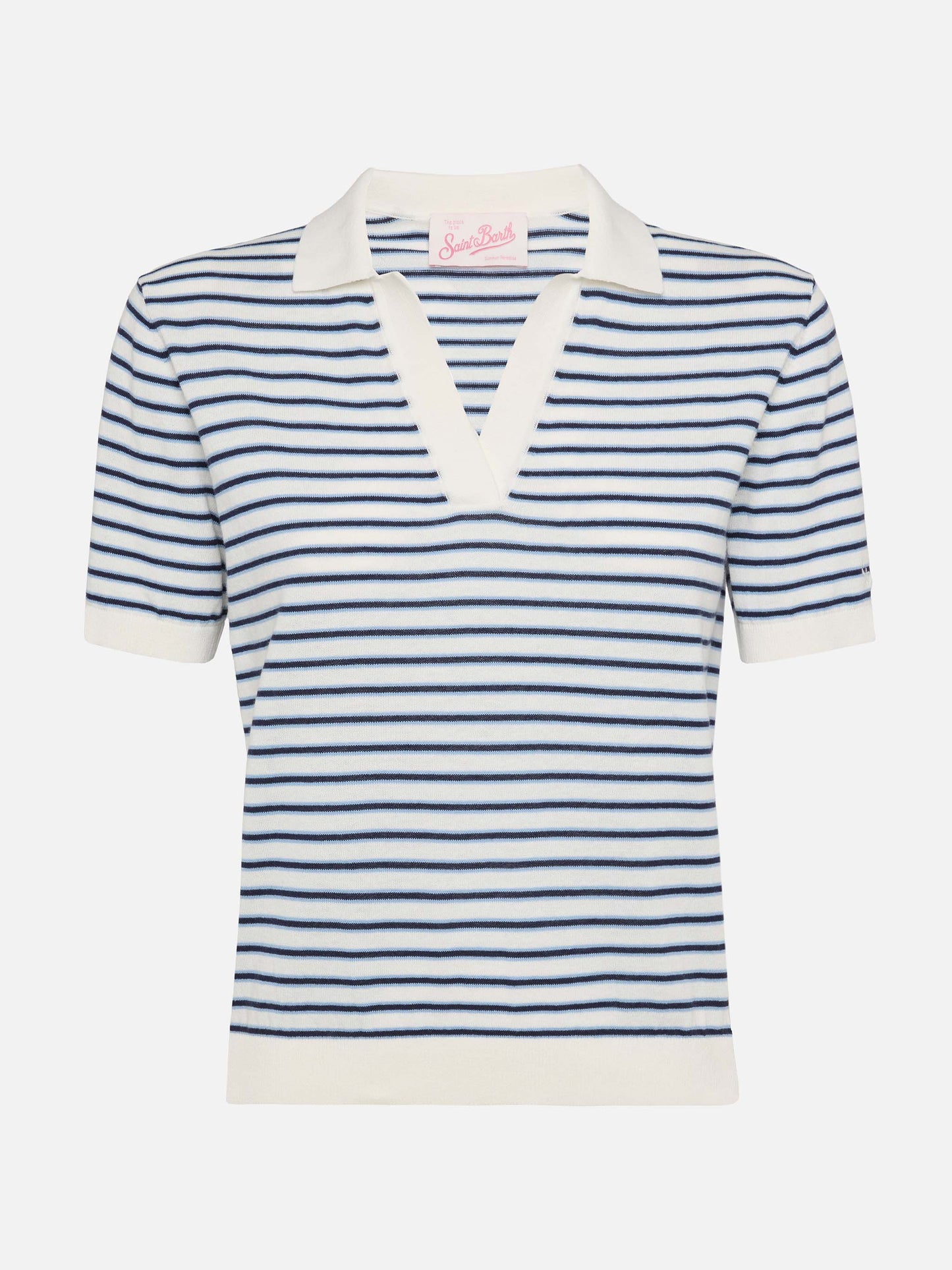 Blue striped knitted polo Evonne - MC2 Saint Barth