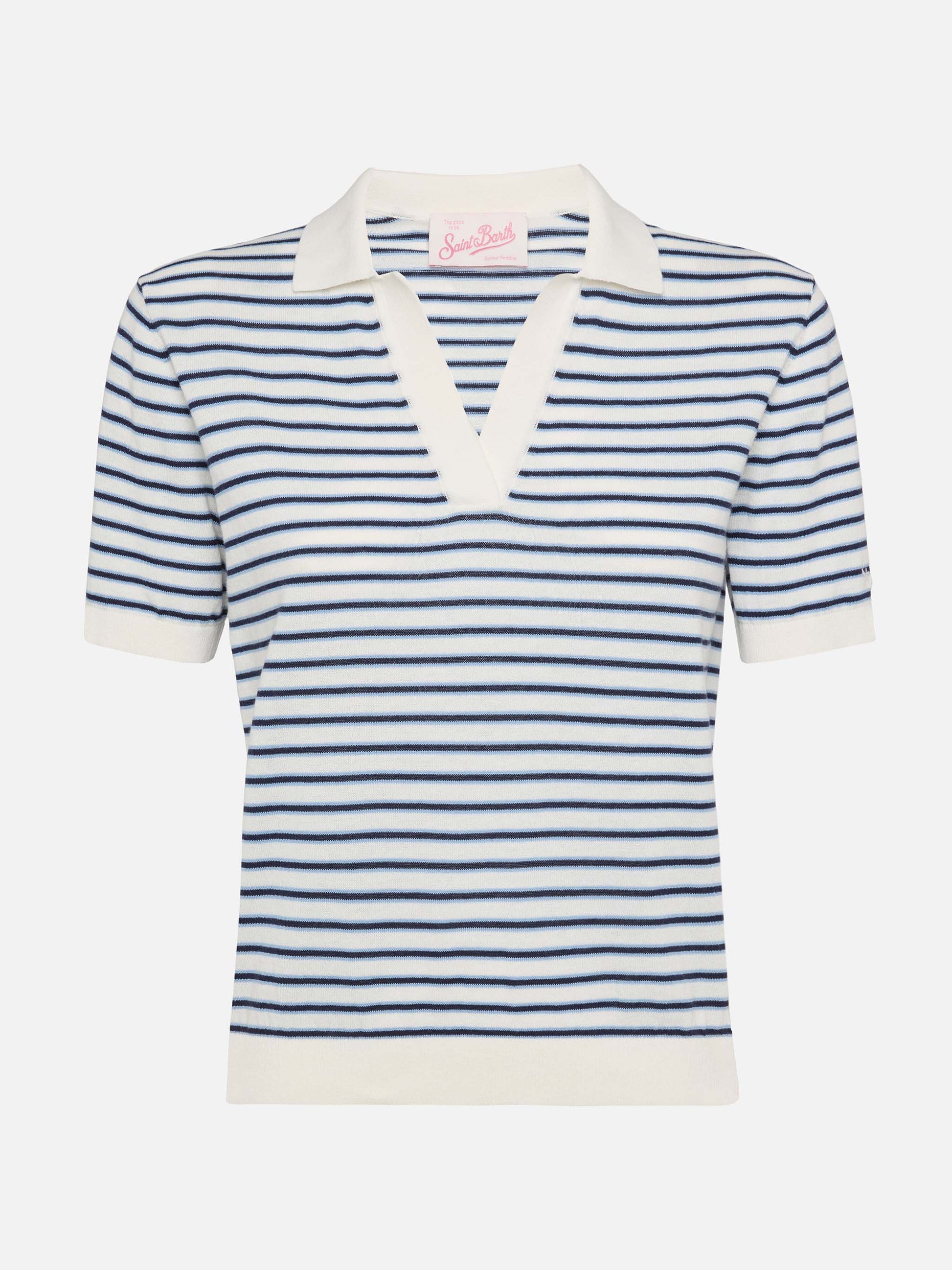 Blue striped knitted polo Evonne - MC2 Saint Barth