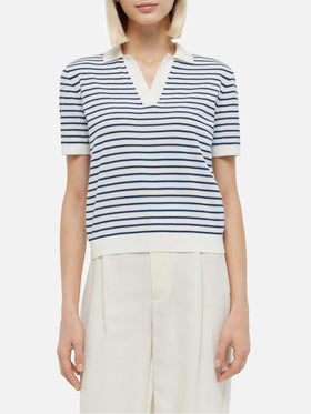 Blue striped knitted polo Evonne - MC2 Saint Barth