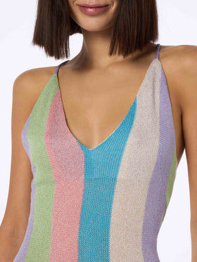 Woman raschel knit striped slip dress Eydis - MC2 Saint Barth