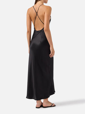 Robe nuisette en satin Eydis en noir 