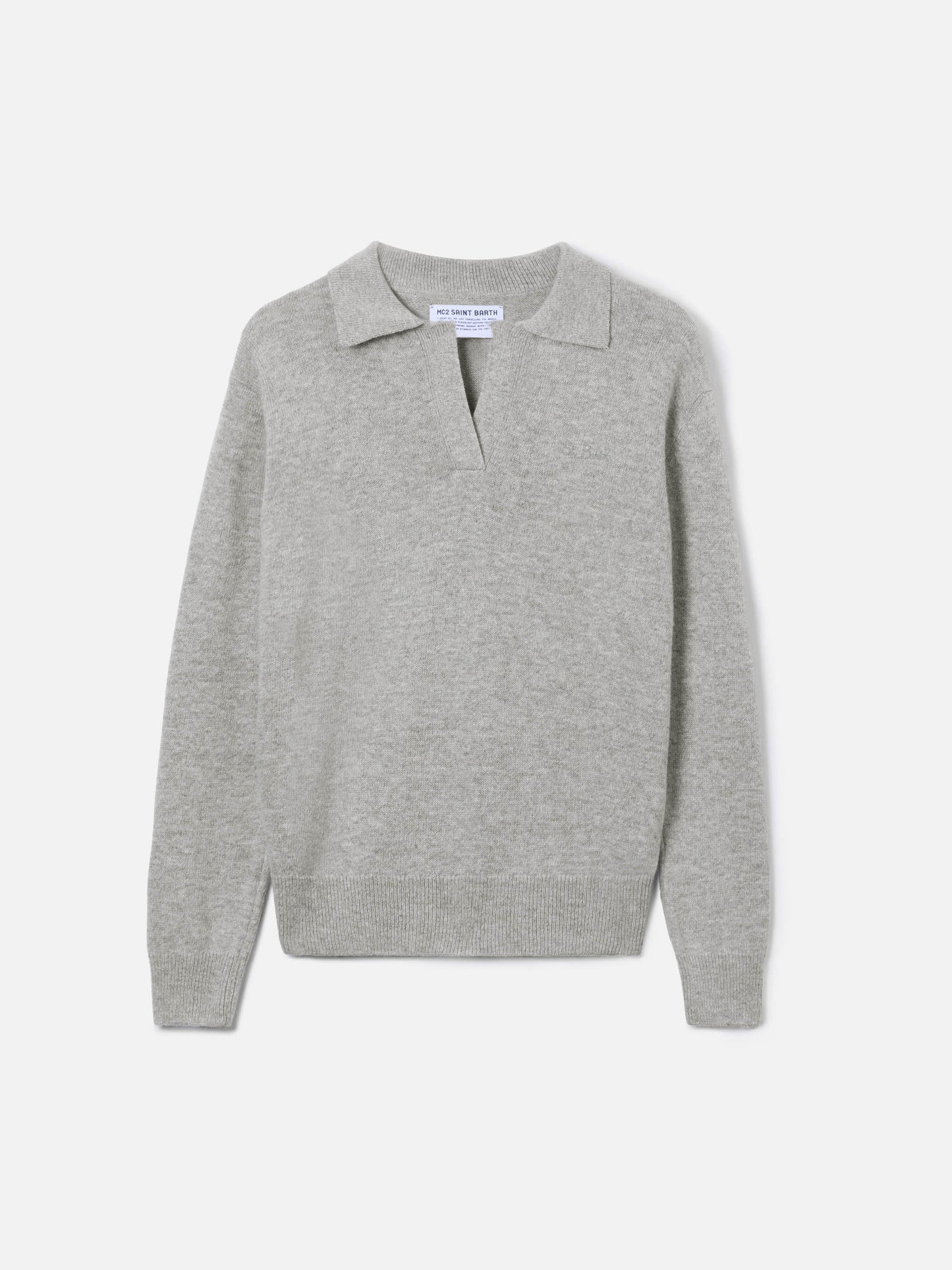 Woman mélange grey sweater Eze with polo collar