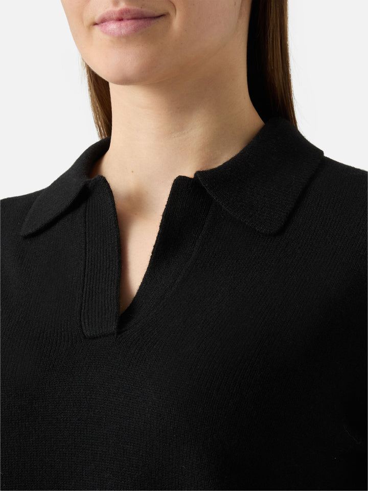 Black Eze wool sweater with polo collar