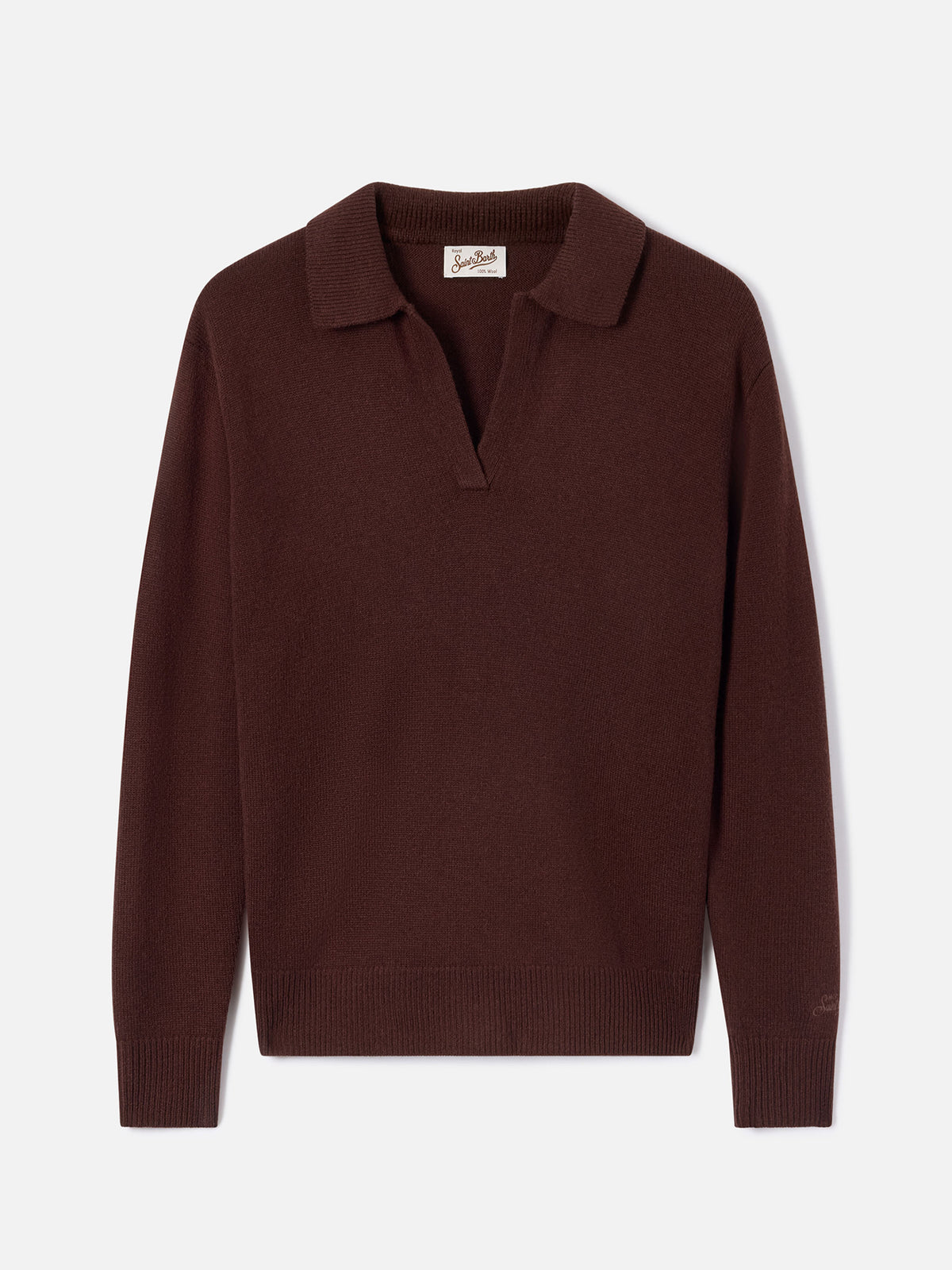 Maglia Eze marrone in lana con collo polo