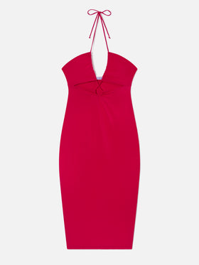 Abito fucsia con taglio longuette