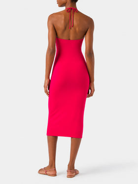 Fuchsiafarbenes Longuette-Kleid mit Cut-out Farah 