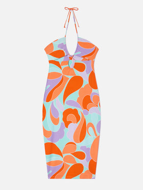 Robe midi à découpes imprimé vagues Farah 