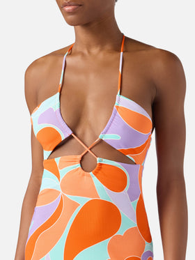 Robe midi à découpes imprimé vagues Farah 