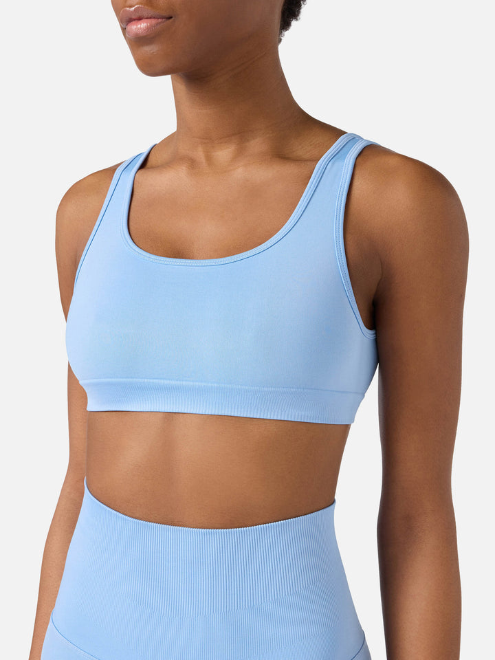 Light blue technical fabric Fify sports top with contrast trim