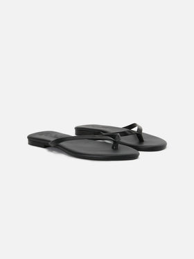Essentials real leather flip flops in black