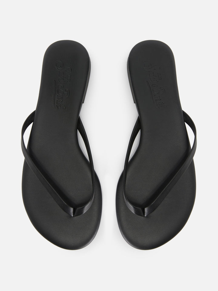 Essentials real leather flip flops in black