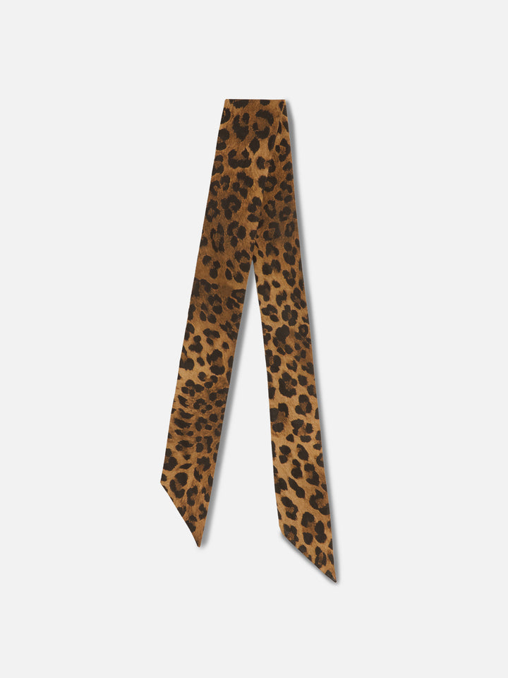 Band scarf in cotton with animalier leopard print