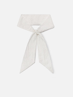 Band scarf in white cotton sangallo