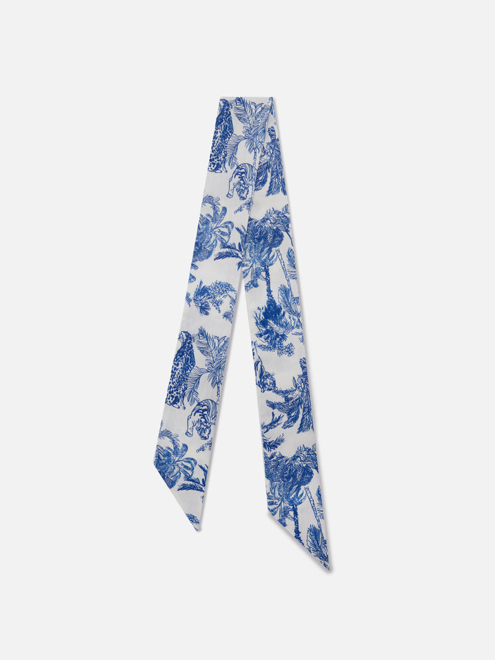 Band scarf in cotton with toile de Jouy print