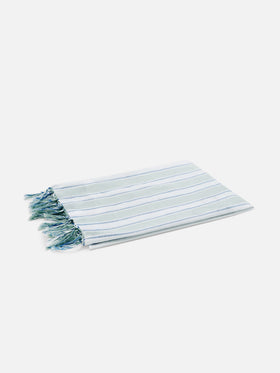 Foutas Lightbeach towel with aqua green and white stripes and embroidered logo