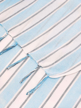 Telo mare Foutas Lighta righe azzurre e bianche con logo ricamato