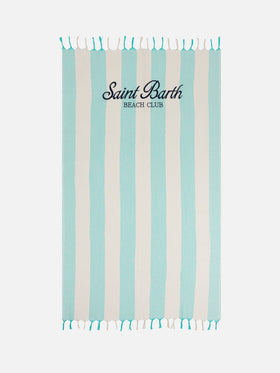Light cotton Fouta beach towel with water green striped print - MC2 Saint Barth