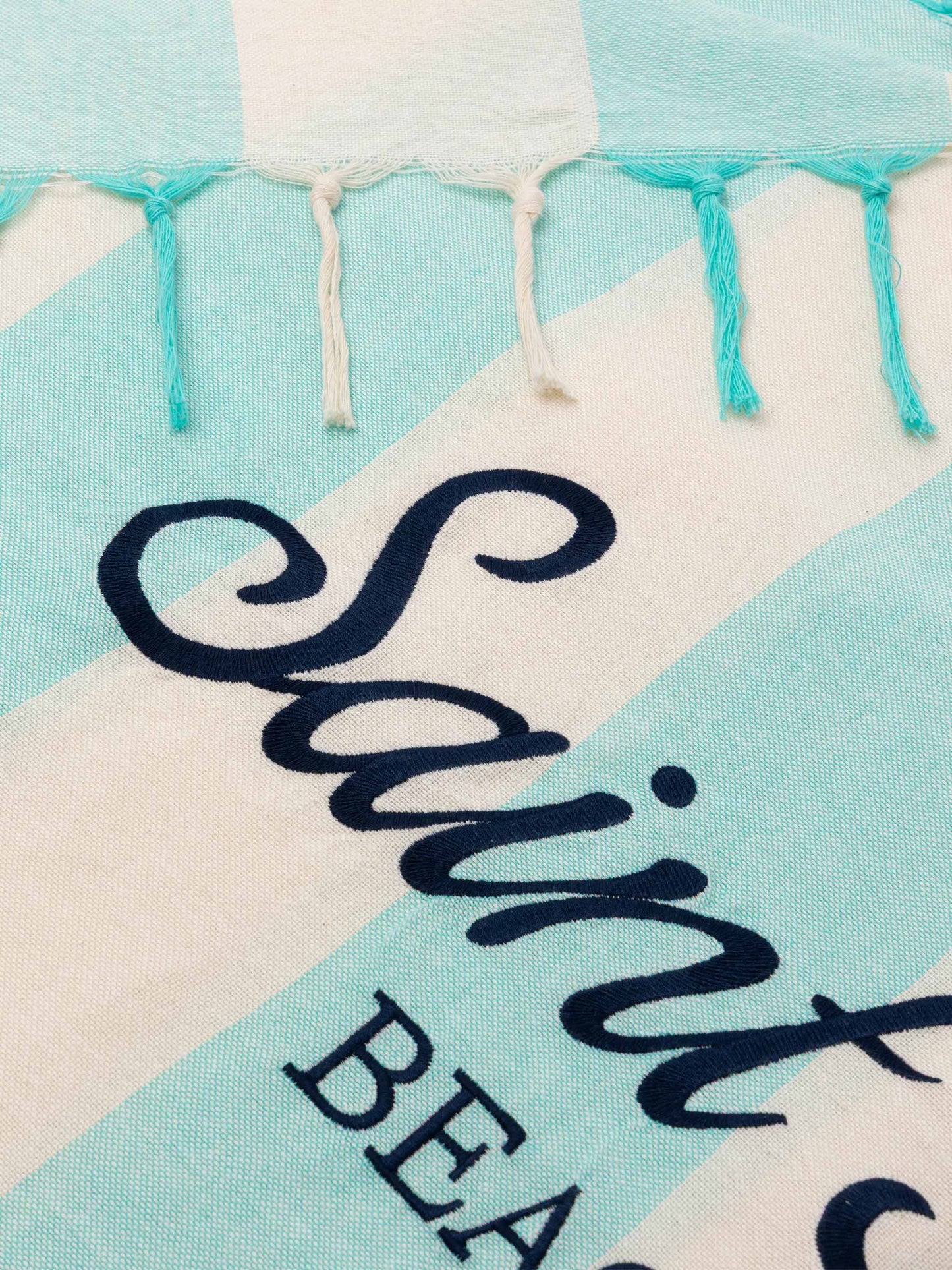 Light cotton Fouta beach towel with water green striped print - MC2 Saint Barth