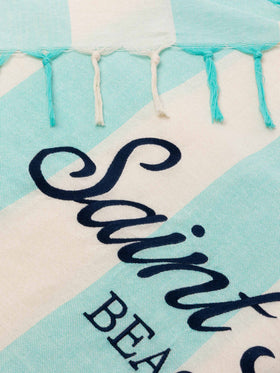 Light cotton Fouta beach towel with water green striped print - MC2 Saint Barth