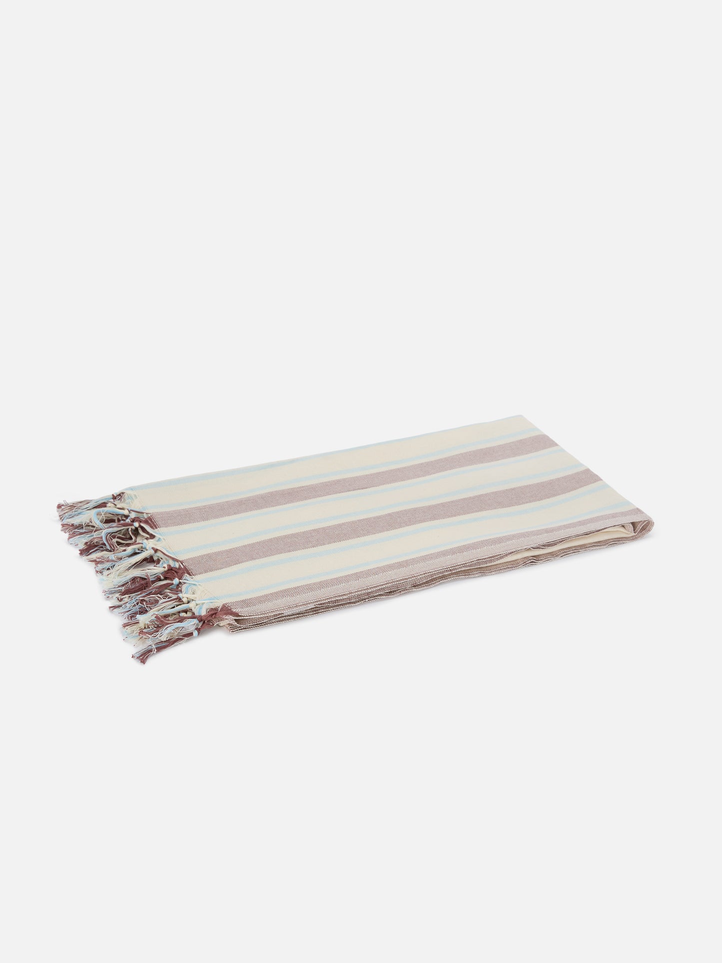 Serviette de plage fouta Lightbeach à rayures beige et bleu clair avec logo brodé 
