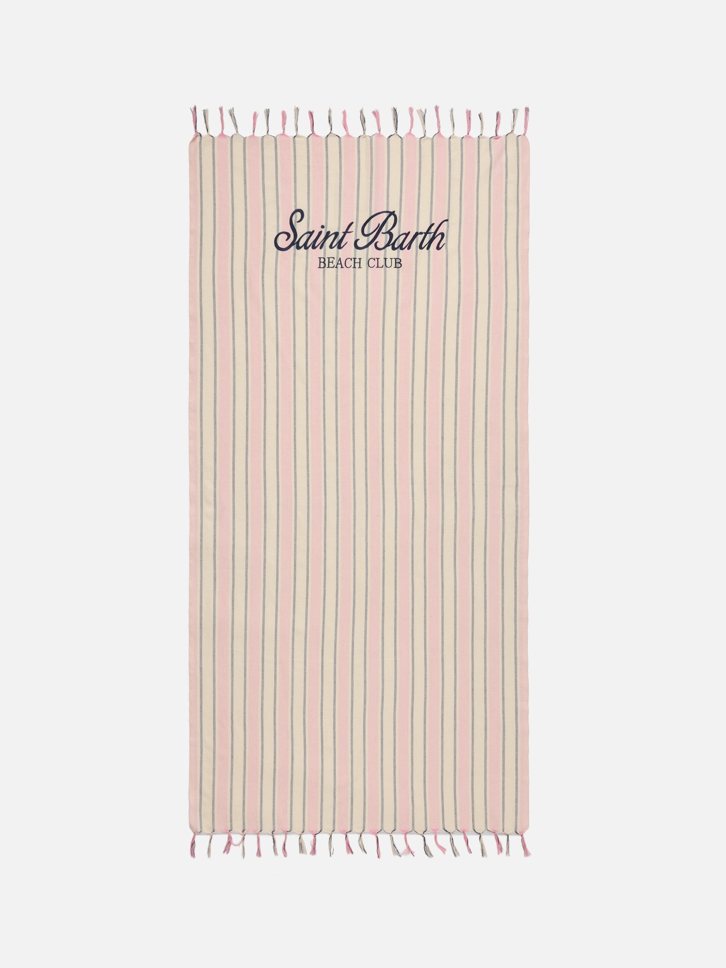 Foutas Lightbeach-Handtuch mit rosa-weißen Streifen und gesticktem Logo 