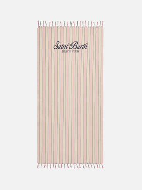 Foutas Lightbeach-Handtuch mit rosa-weißen Streifen und gesticktem Logo 