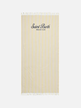 Serviette de plage fouta Lightbeach à rayures jaunes et blanches avec logo brodé 