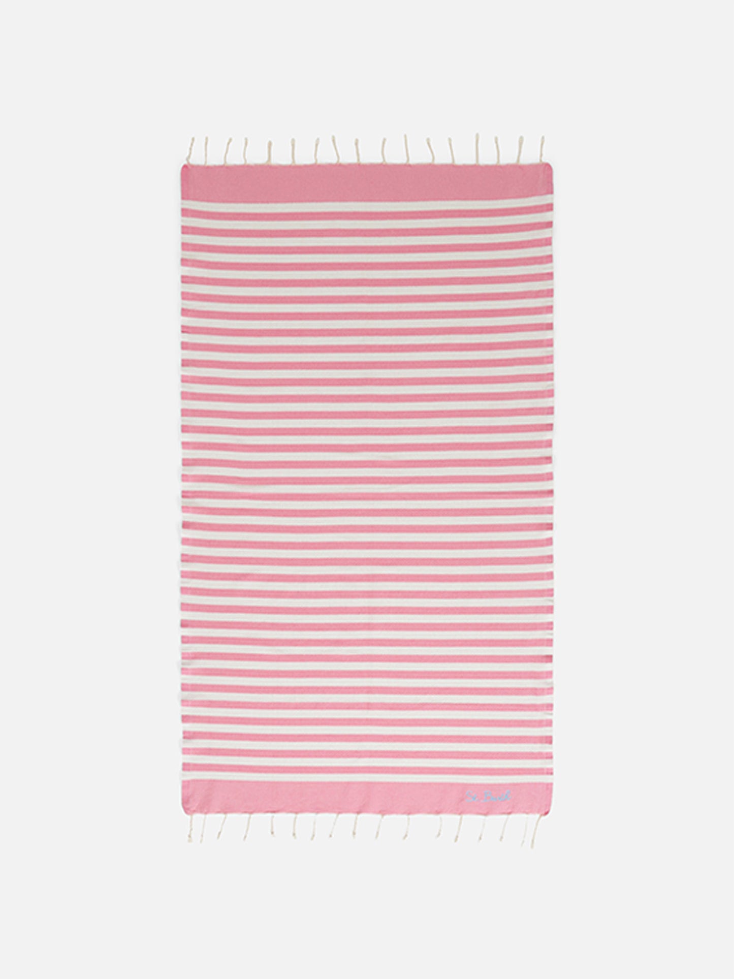 Foutas-Strandtuch mit rosa-weißen Streifen 