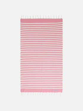 Foutas-Strandtuch mit rosa-weißen Streifen 