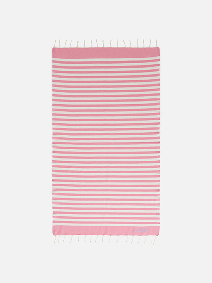 Foutas-Strandtuch mit rosa-weißen Streifen 