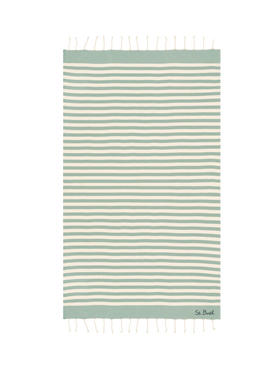 Cotton beach towel Fouta with sage green striped print - MC2 Saint Barth