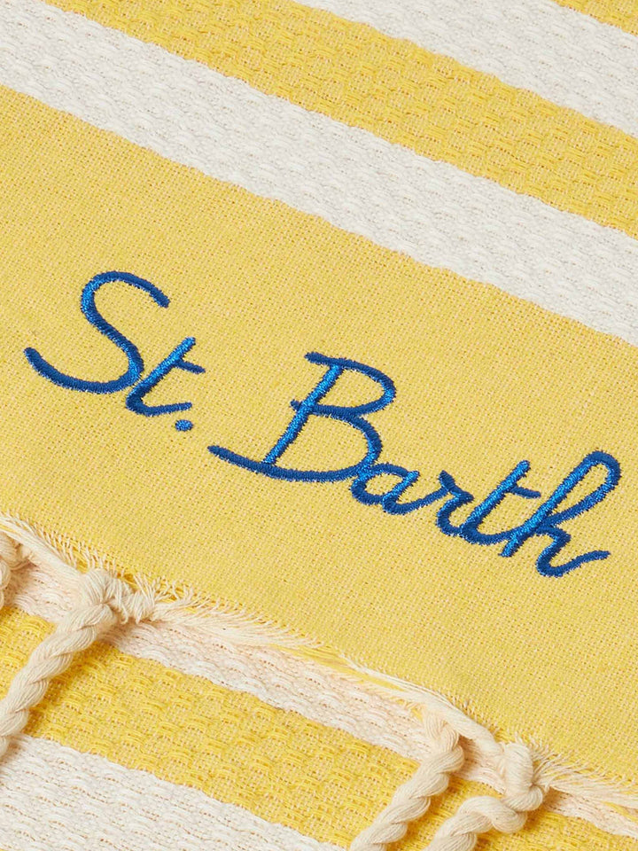 Foutas beach towel with yellow and white stripes
