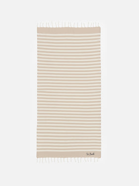 Foutas beach towel with beige and white stripes