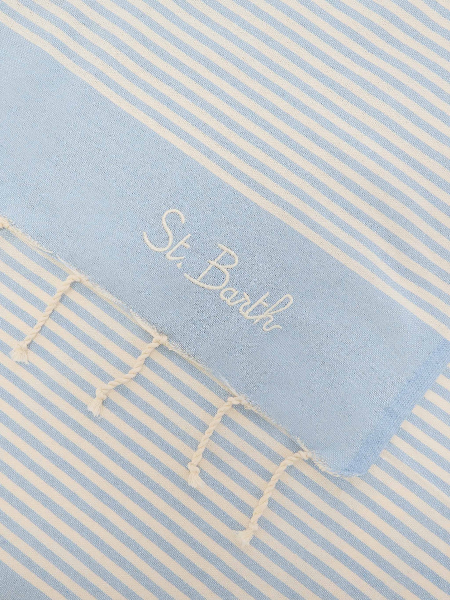 Foutas beach towel with small light blue and white stripes