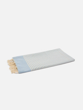 Foutas beach towel with small light blue and white stripes