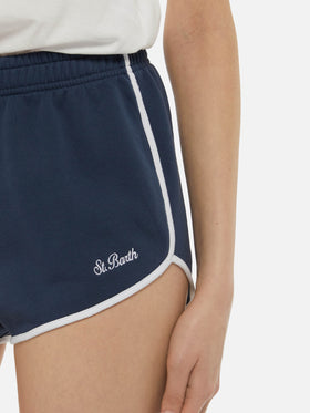 Shorts Francine Light in cotone blu navy con bordi a contrasto