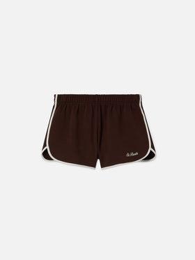 Light brown Francine cotton shorts with contrast trims