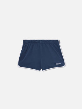 Shorts Francine Light in cotone blu navy con bordi a contrasto