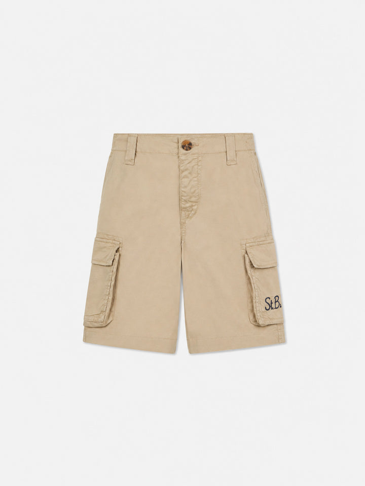 Beige Cargo-Shorts aus Baumwolle für Jungen 