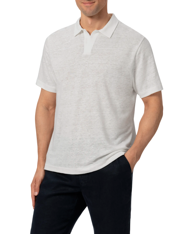 White linen buttonless polo shirt Fraser - MC2 Saint Barth