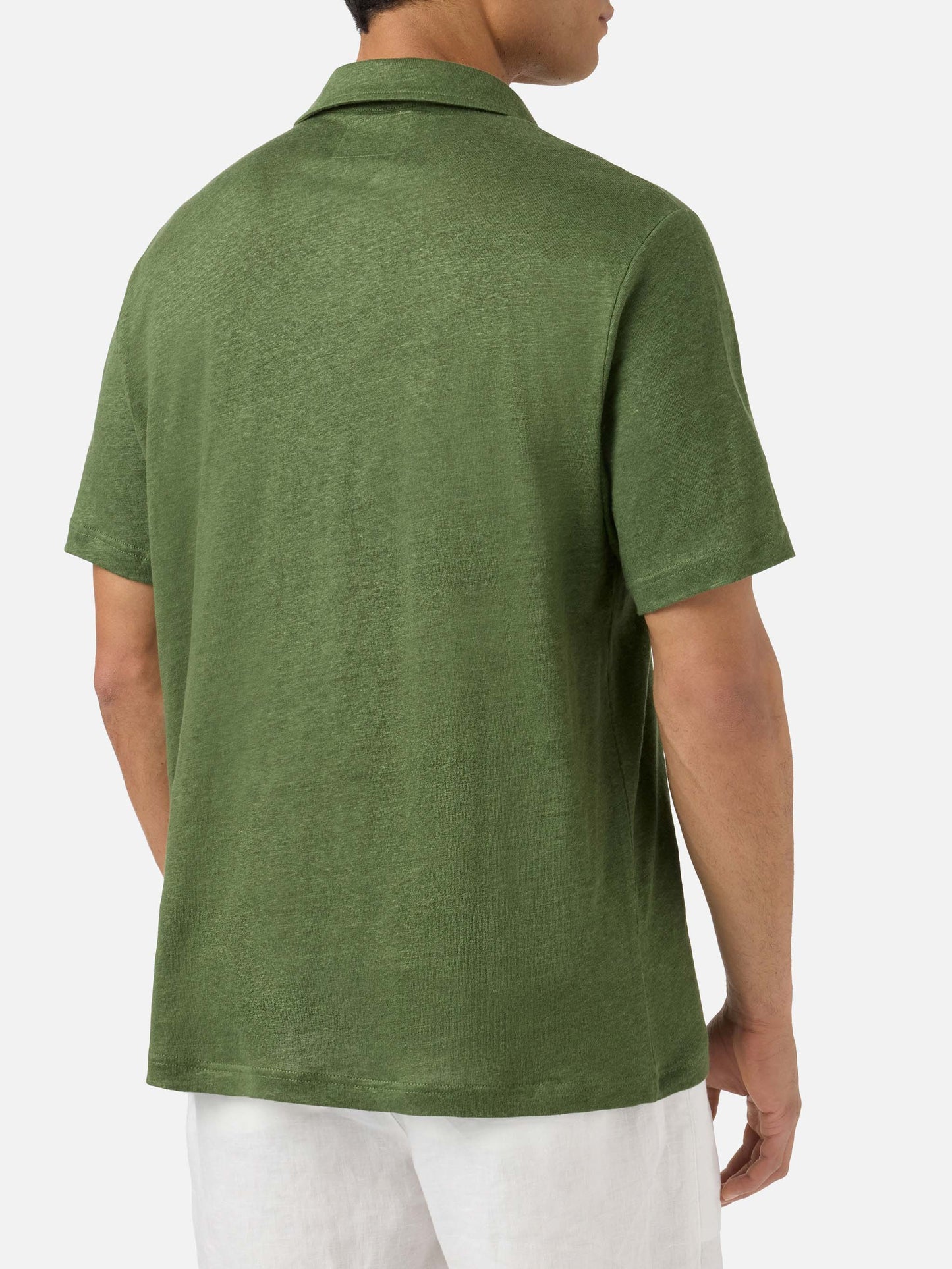 Polo Fraser in puro lino verde militare