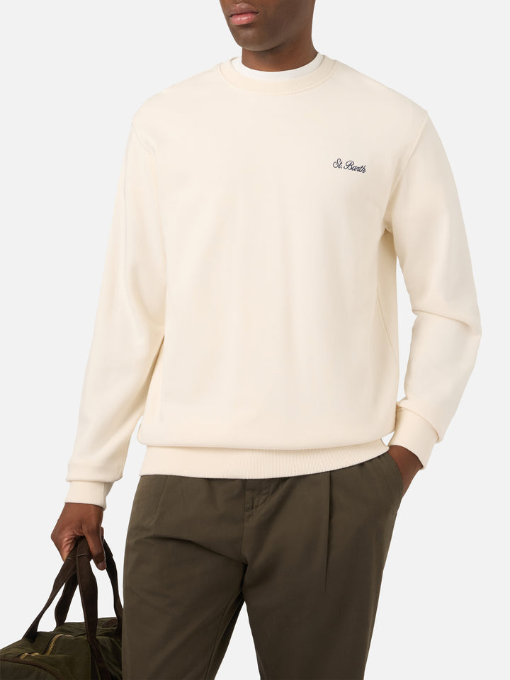 Sweat-shirt ras-du-cou Fourseason en coton blanc ivoire 
