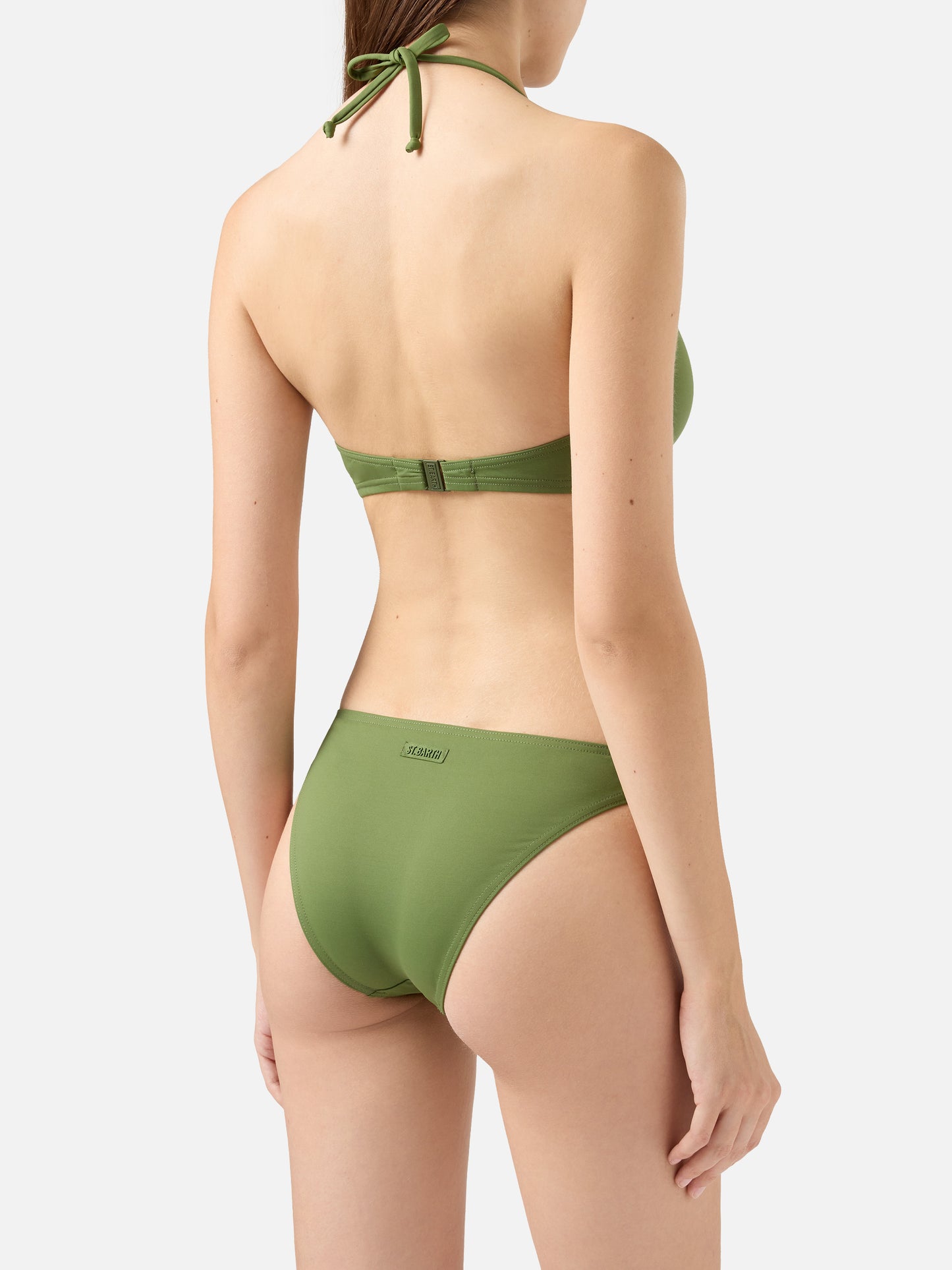 Maia high-waist military green swim briefs - Gaia military green triangle bralette top